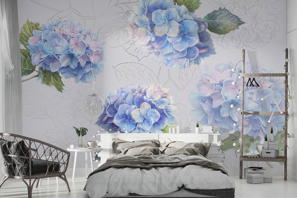 Hortensien mit gezeichneten Blättern — Interieur 3