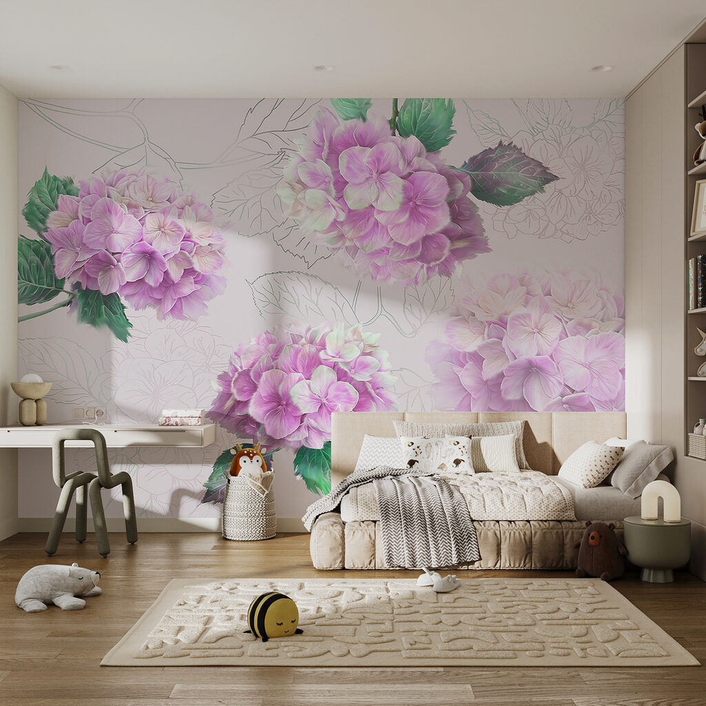 Hortensien mit gezeichneten Blättern — Interieur 2