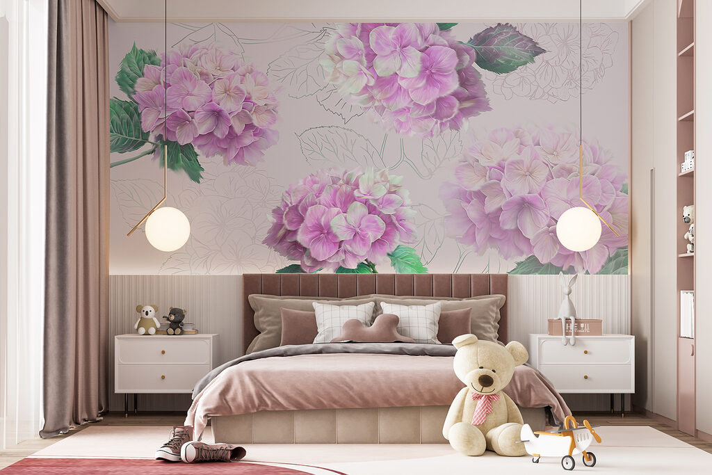 Hortensien mit gezeichneten Blättern — Interieur 3