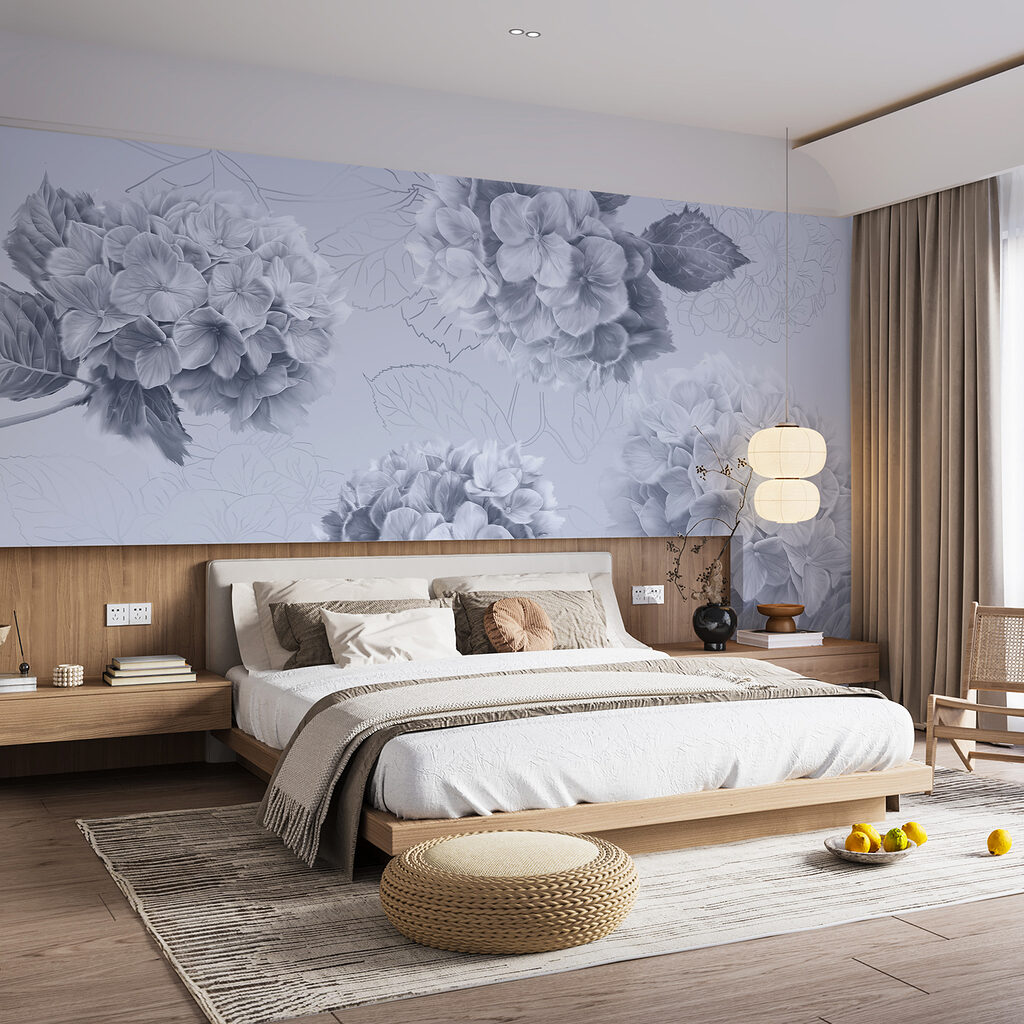 Hortensien mit gezeichneten Blättern — Interieur 1