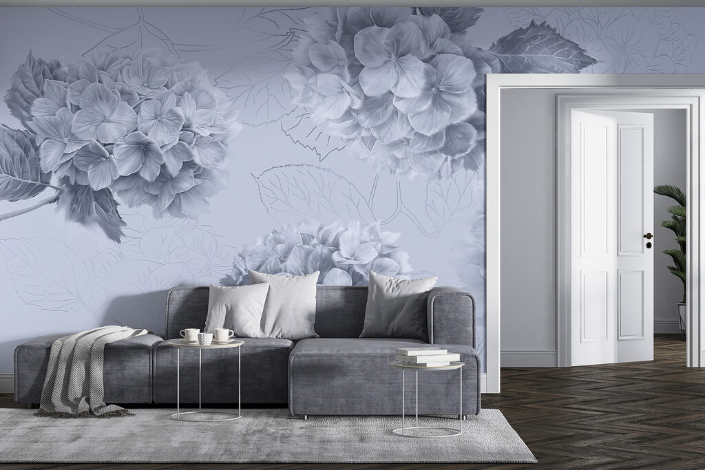 Hortensien mit gezeichneten Blättern — Interieur 2