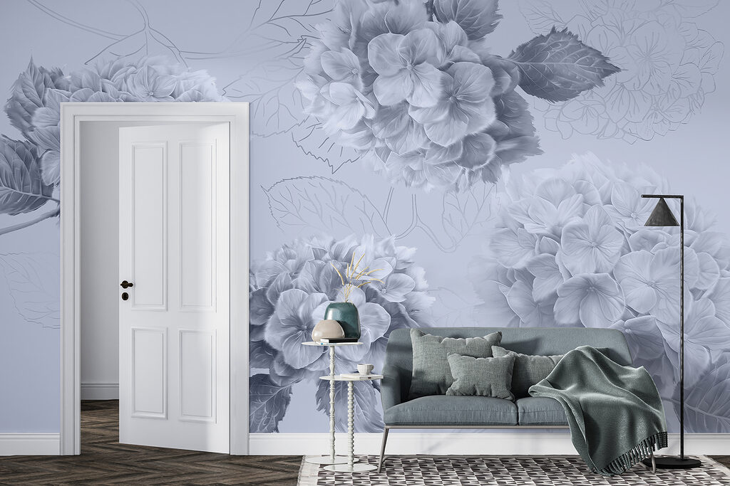 Hortensien mit gezeichneten Blättern — Interieur 3