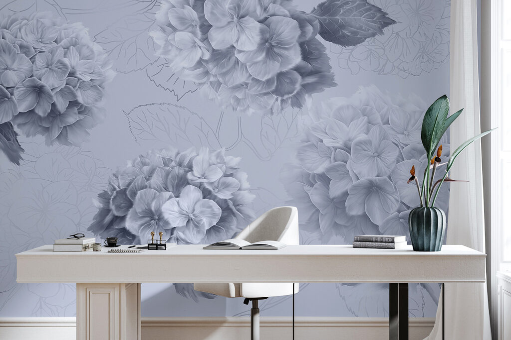 Hortensien mit gezeichneten Blättern — Interieur 4