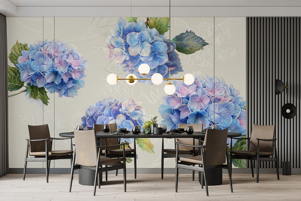 Hortensien mit gezeichneten Blättern — Interieur 3