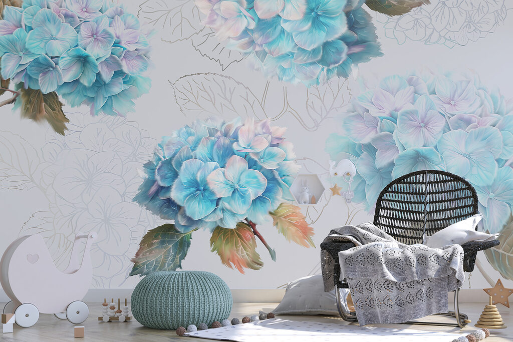 Hortensien mit gezeichneten Blättern — Interieur 3