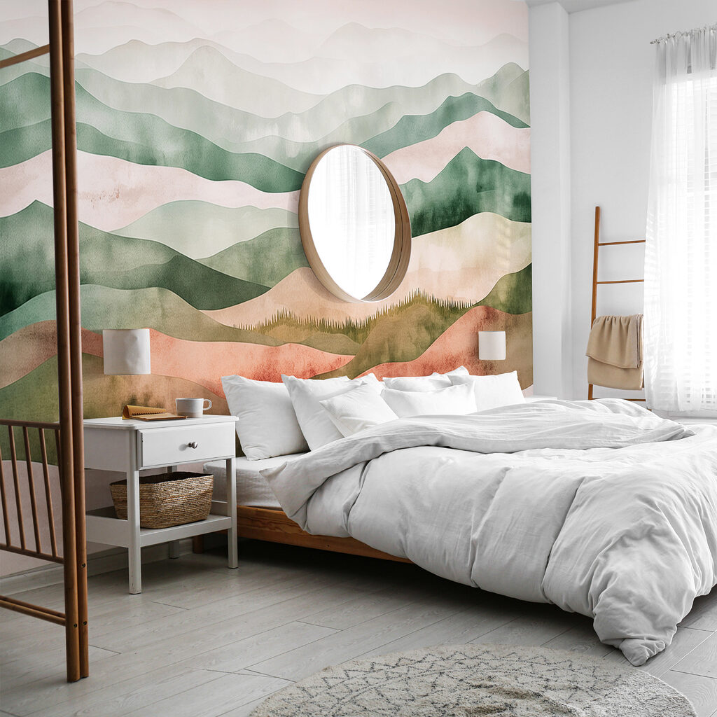 Sanfte Hügel in Aquarell in einem Interieur