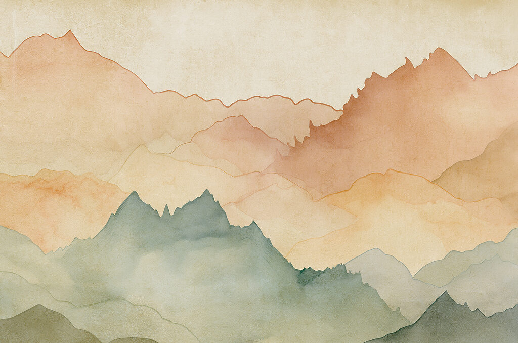 Bergketten in Aquarell — ganzes Design