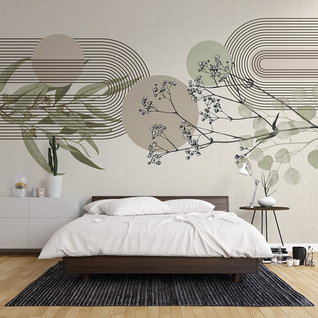 Blattzweige über feinen Bögen in einem Interieur