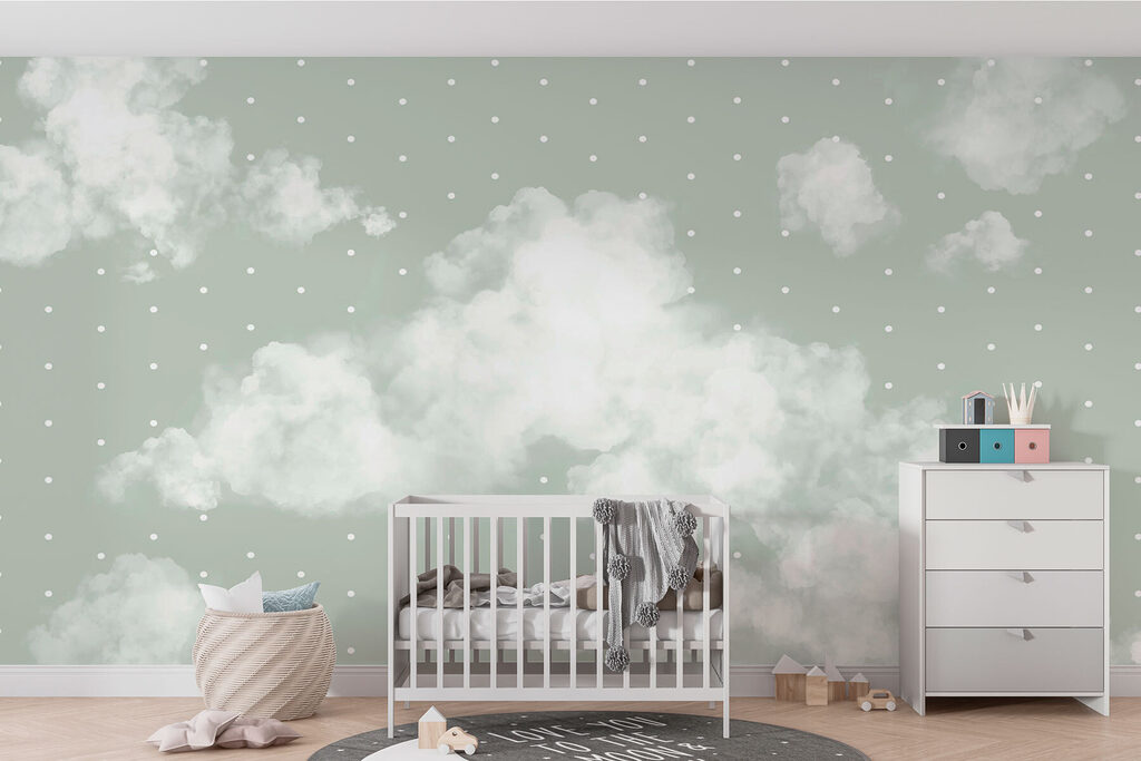 Wolken und kleine Sterne in einem Interieur