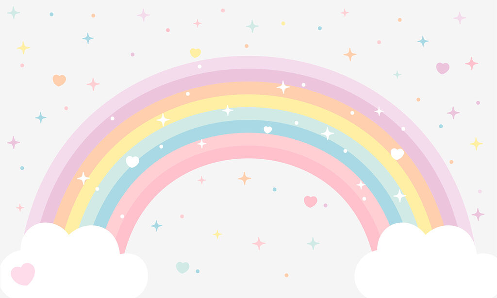 Regenbogen mit Sternkonfetti — ganzes Design