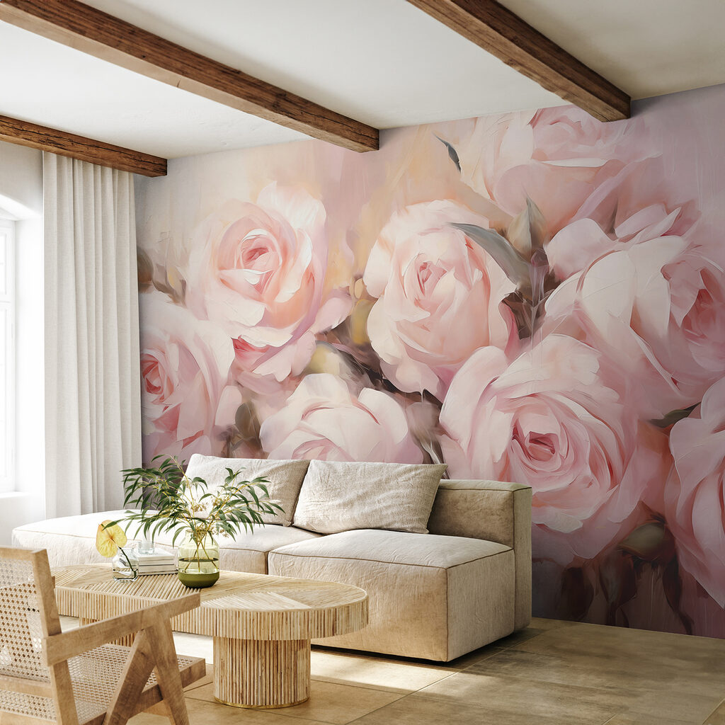 Rosen in zarten Pinselstrichen in einem Interieur