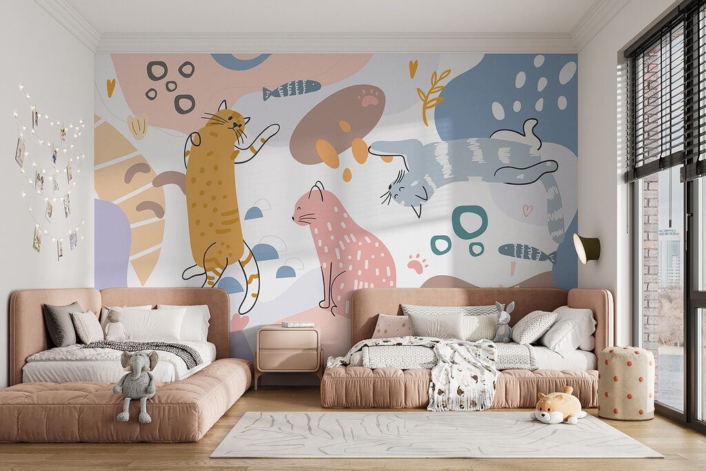 Verspielte Katzen und Fische — Interieur 2
