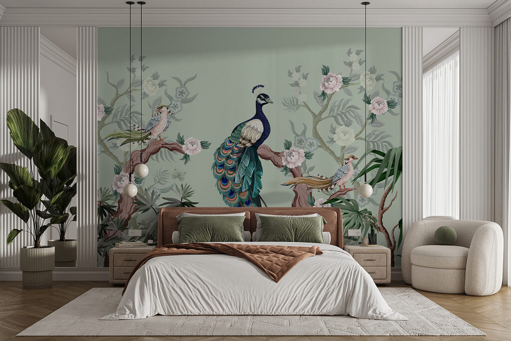 Pfau zwischen Blütenzweigen — Interieur 1