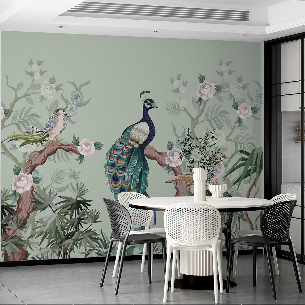 Pfau zwischen Blütenzweigen — Interieur 2