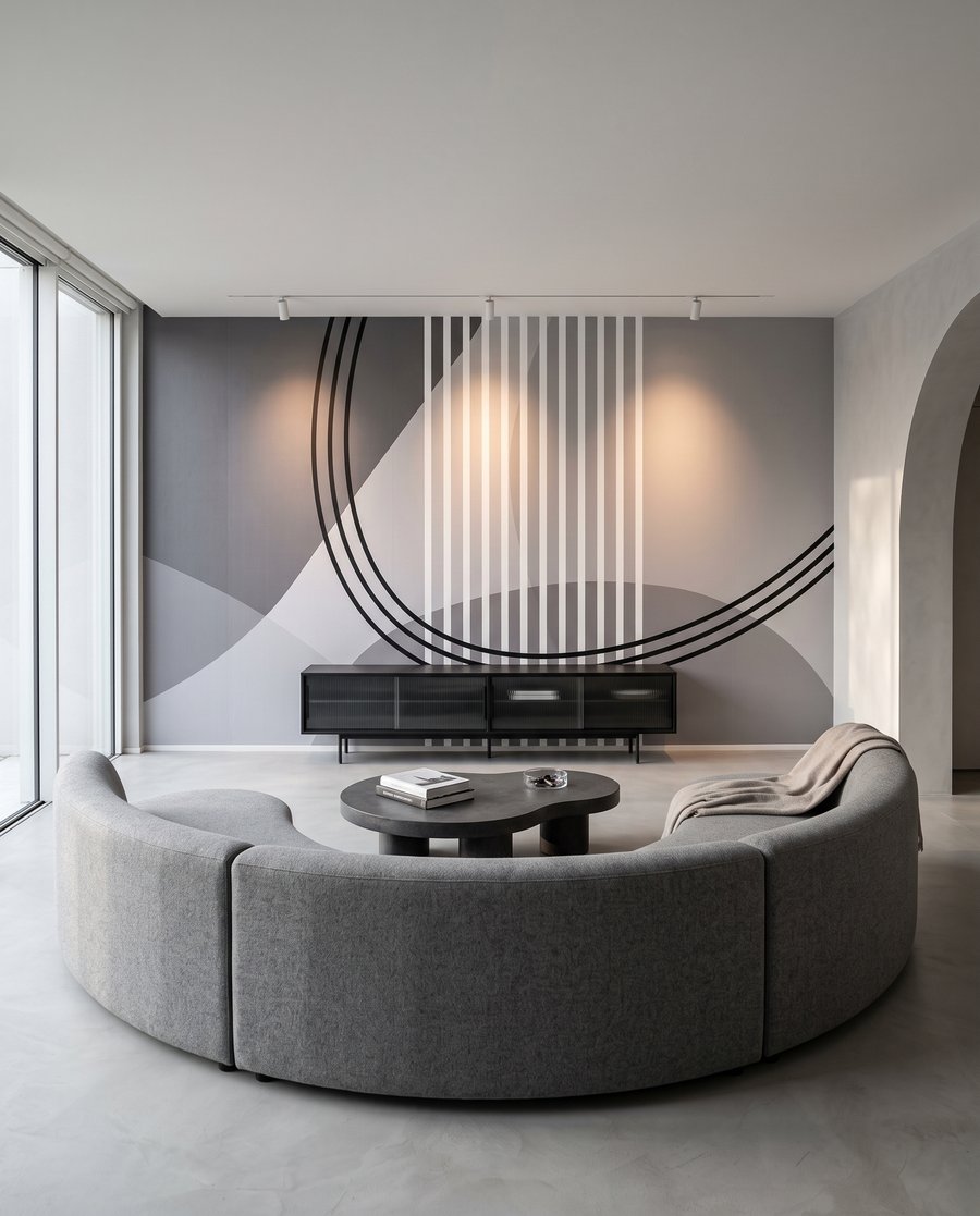 Linien über Bogenformen in einem Interieur