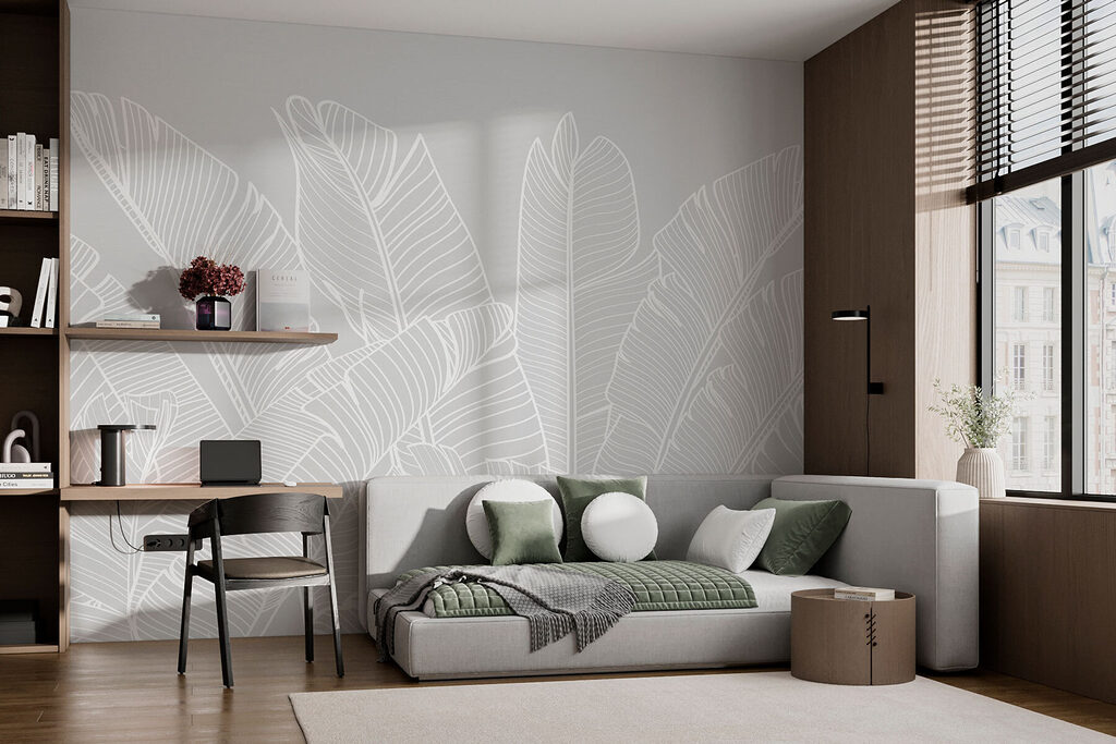 Aufgefächerte Blattlinien in einem Interieur