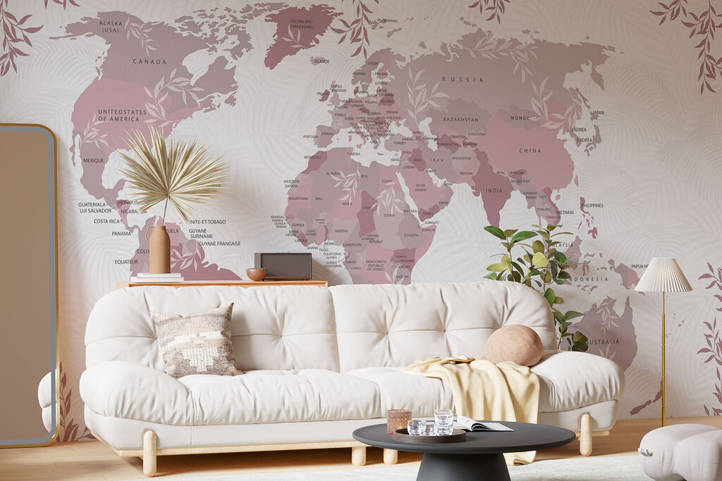 Weltkarte mit Blattzweigen — Interieur 1