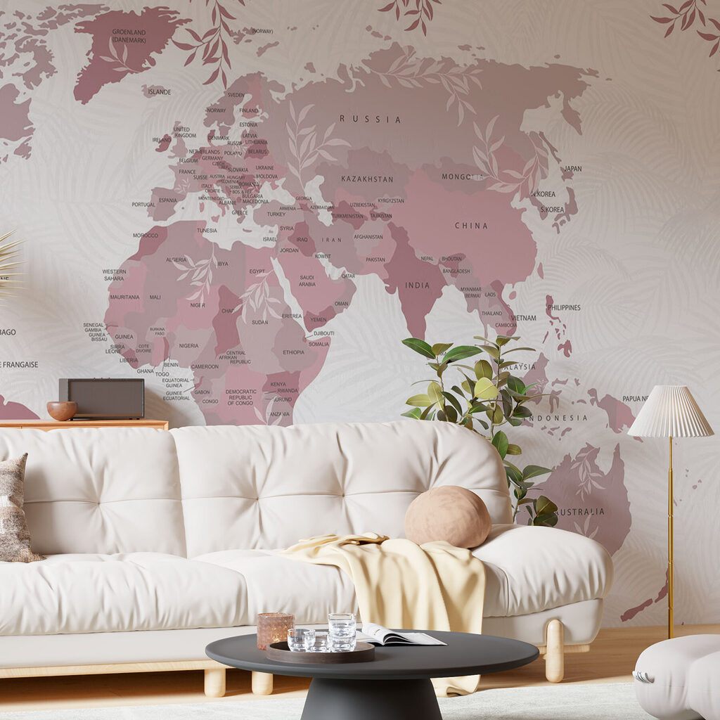 Weltkarte mit Blattzweigen — Interieur 2