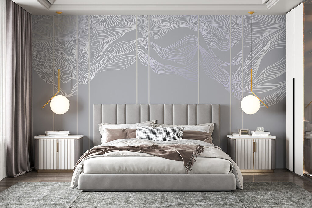 Fließende Linien und Blätter in einem Interieur