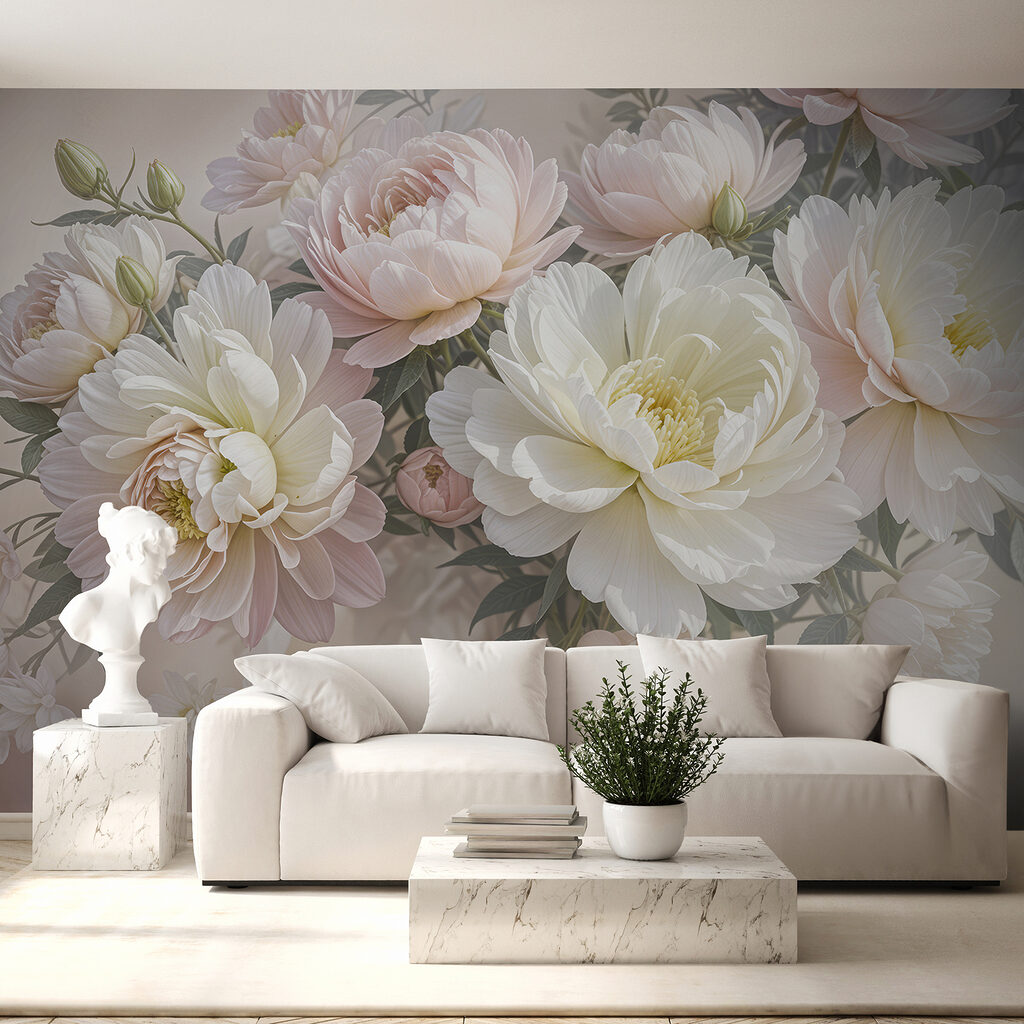 Zarter Strauß in Cremerosa in einem Interieur