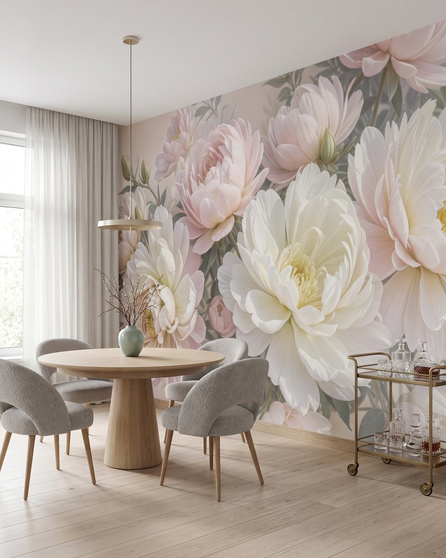 Zarter Strauß in Cremerosa in einem Interieur