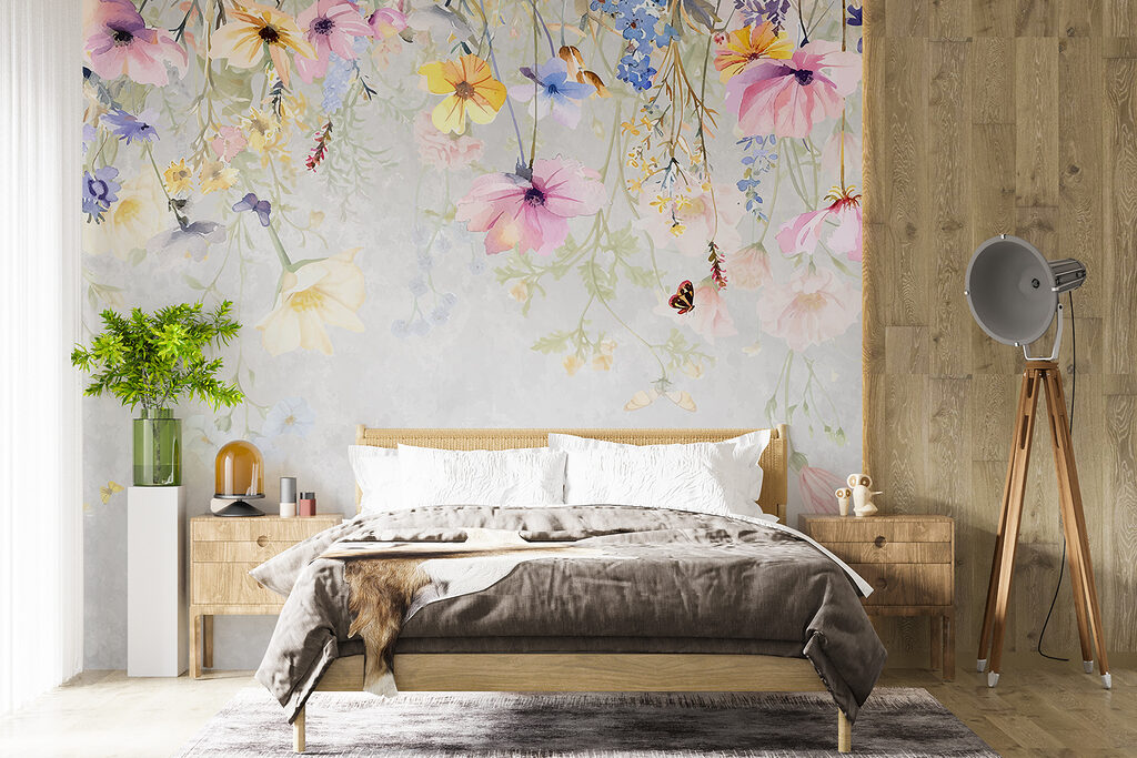 Hängeblüten in Aquarell in einem Interieur