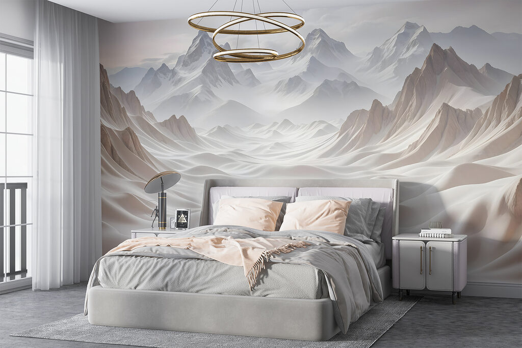 Weiße Täler zwischen Gipfeln in einem Interieur