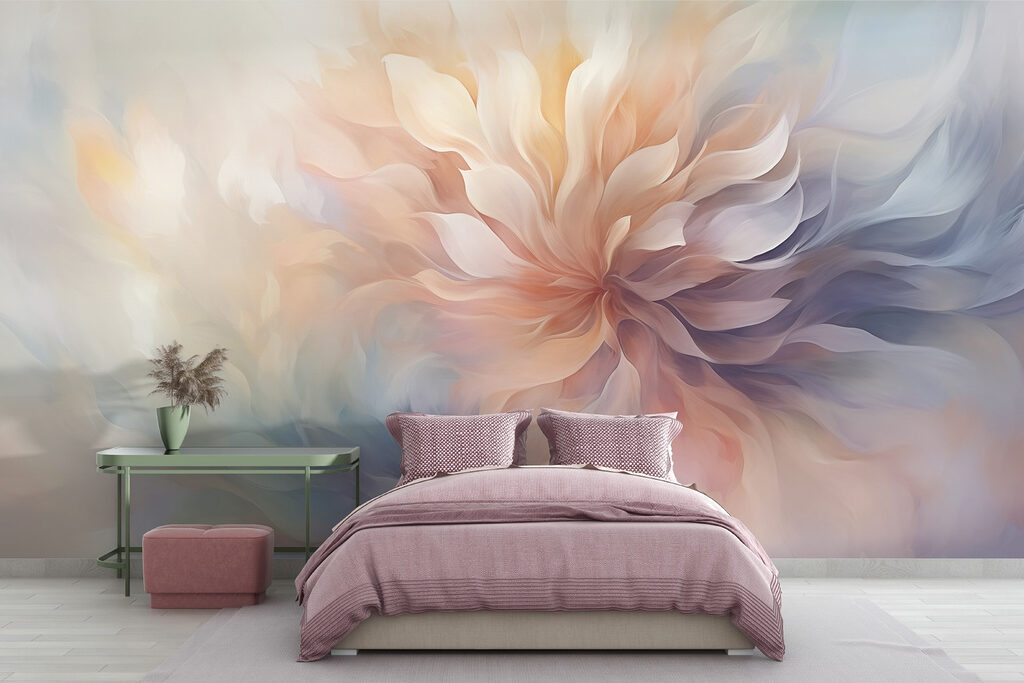 Blüte als Farbwirbel in einem Interieur