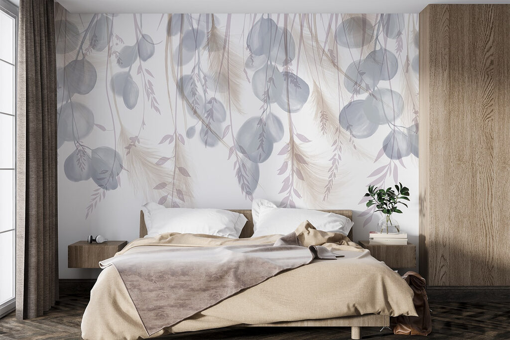 Girlanden aus runden Blättern in einem Interieur