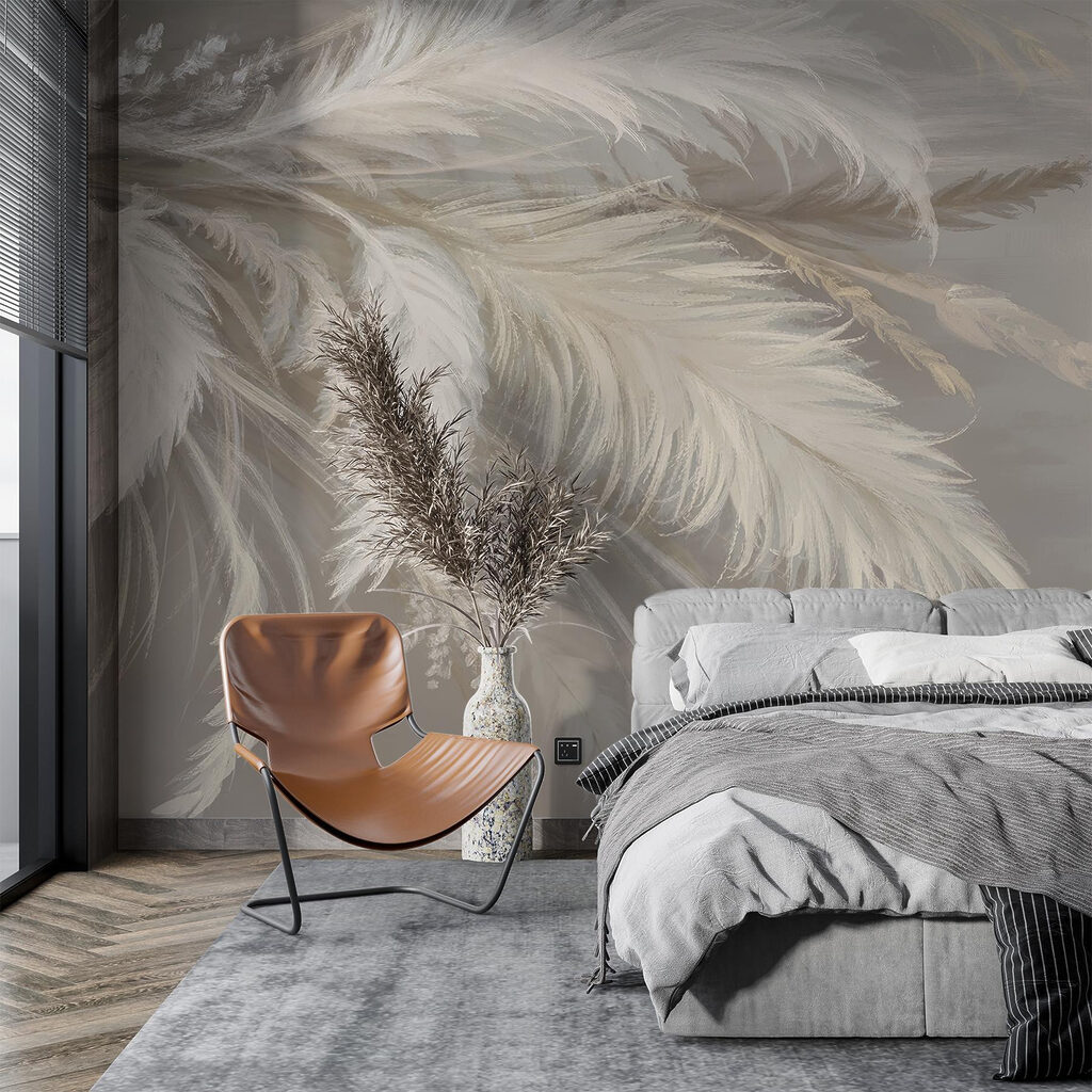 Gräser wie Federn in einem Interieur