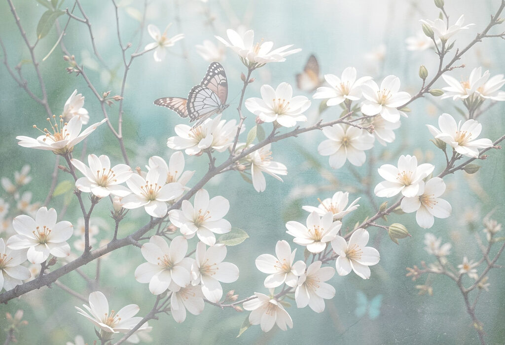 Blüten mit Lichtpunkten — ganzes Design