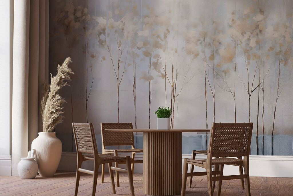 Blütenstiele vor blauen Pinselstrichen — Interieur 6