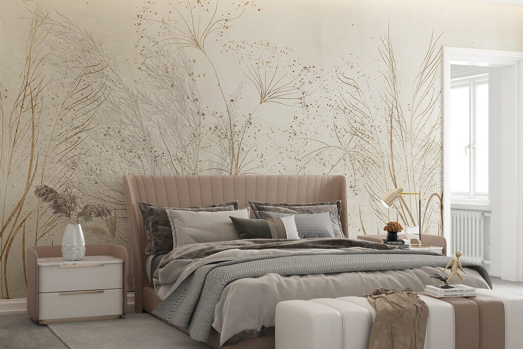 Dolden und Grashalme in einem Interieur