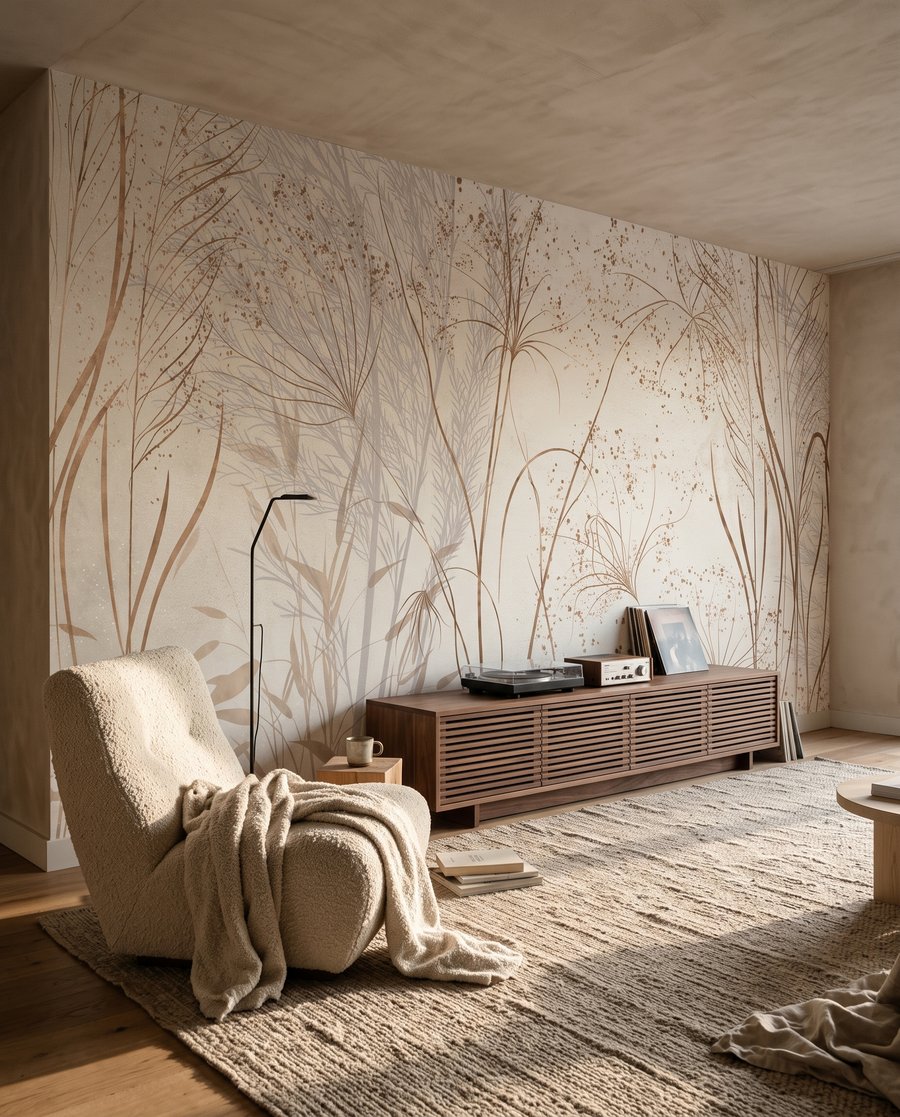 Dolden und Grashalme in einem Interieur
