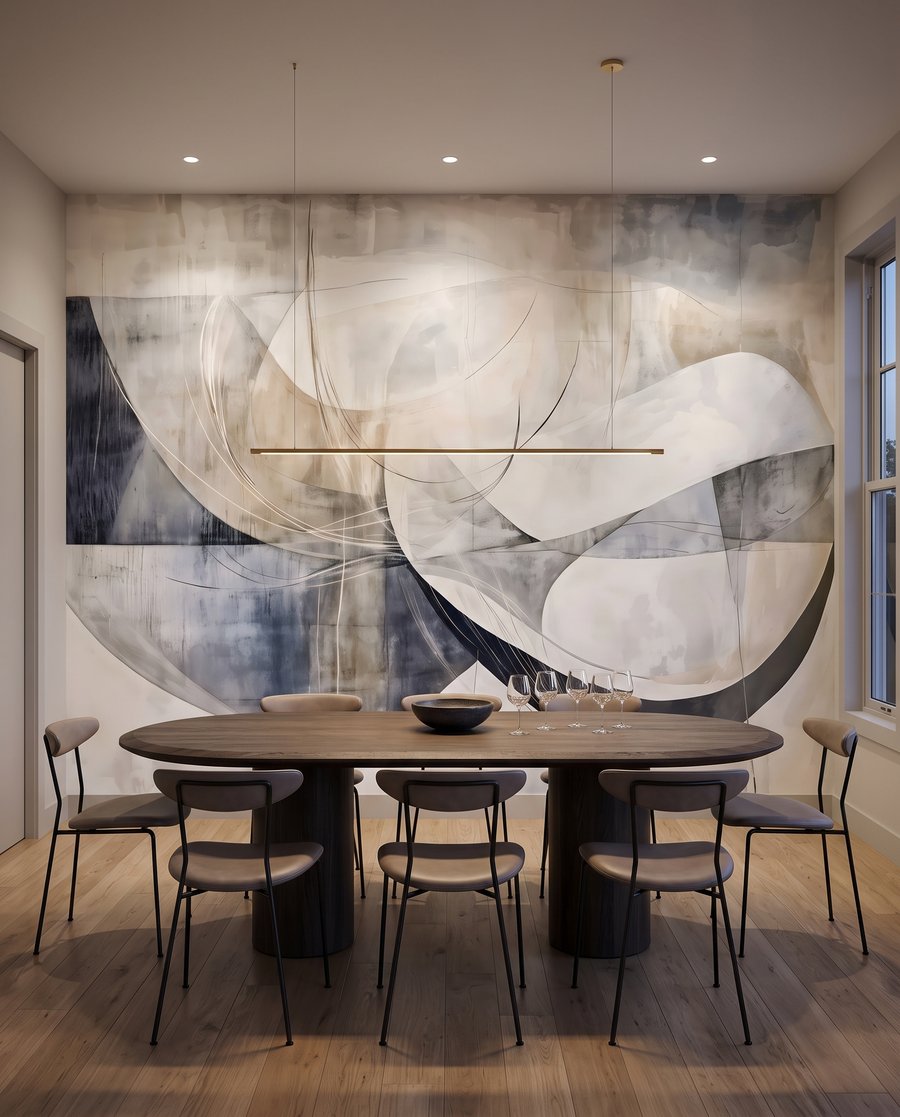 Bögen über transparenten Flächen in einem Interieur
