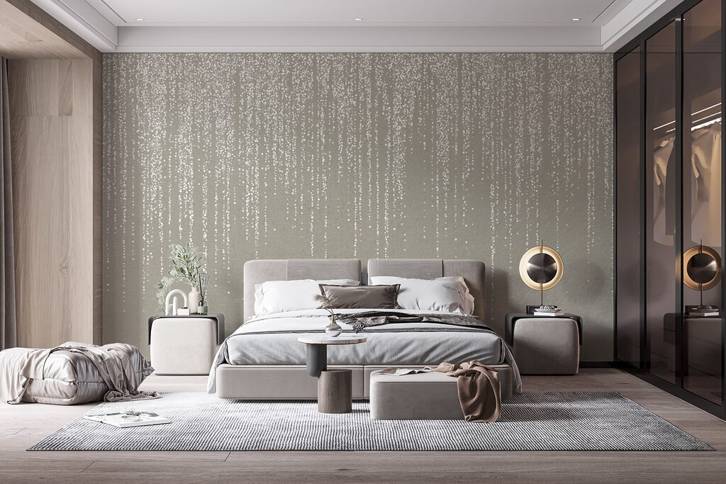 Regen aus Lichtpunkten in einem Interieur
