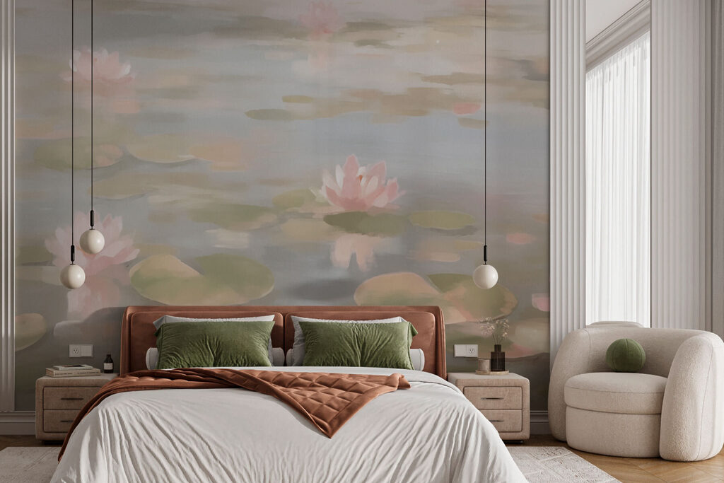 Rosa Seerosen in einem Interieur