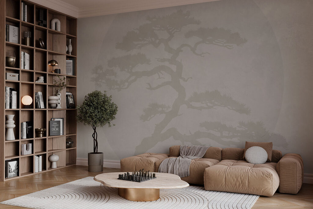 Baum im Kreis in einem Interieur