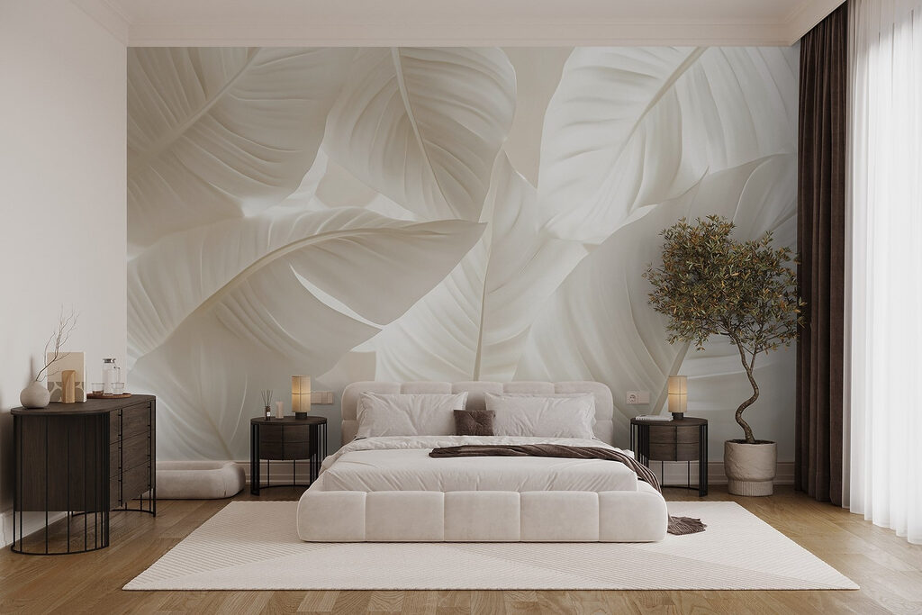 Weiße Blätter voller Licht in einem Interieur