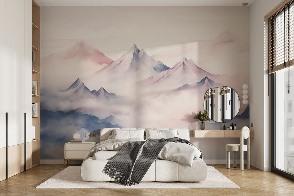 Rosa Bergnebel in einem Interieur