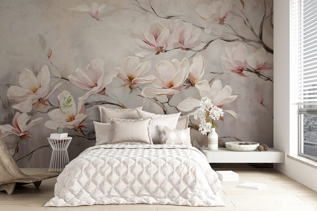 Blühender Magnolienzweig in einem Interieur