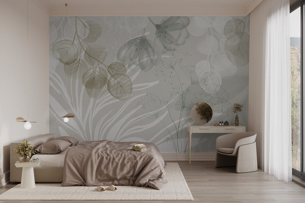 Zarte Blätterschleier in einem Interieur
