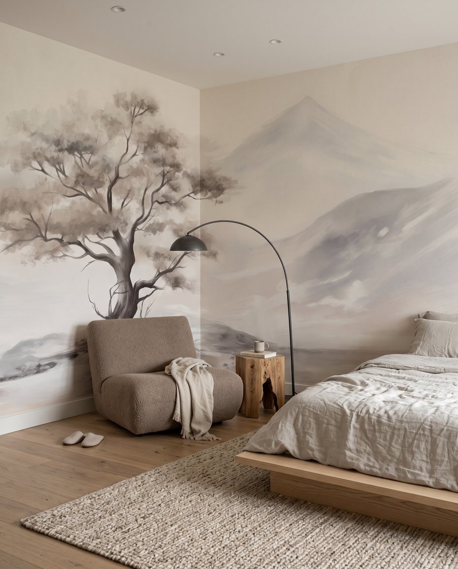 Baum im Nebel in einem Interieur