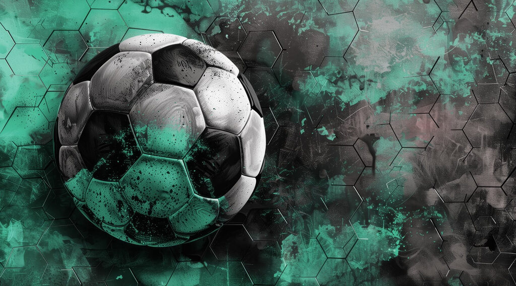 Grüner Fußball im Schatten — ganzes Design