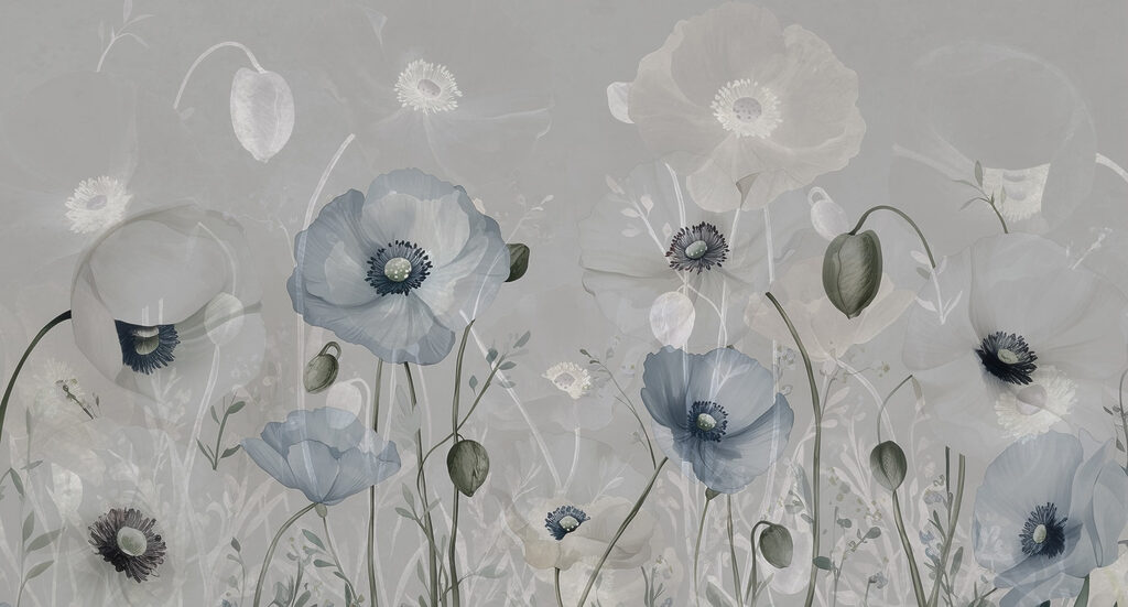 Blüten mit Samenkapseln — ganzes Design