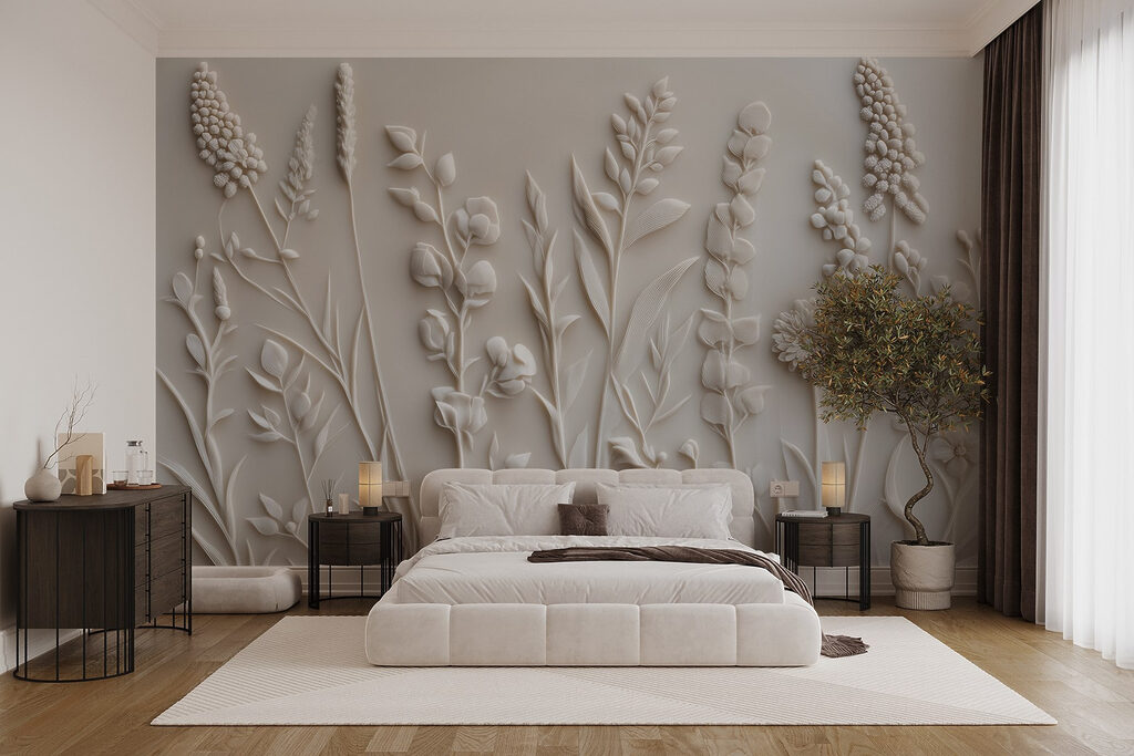 Wiesenblumen in einer Reihe in einem Interieur