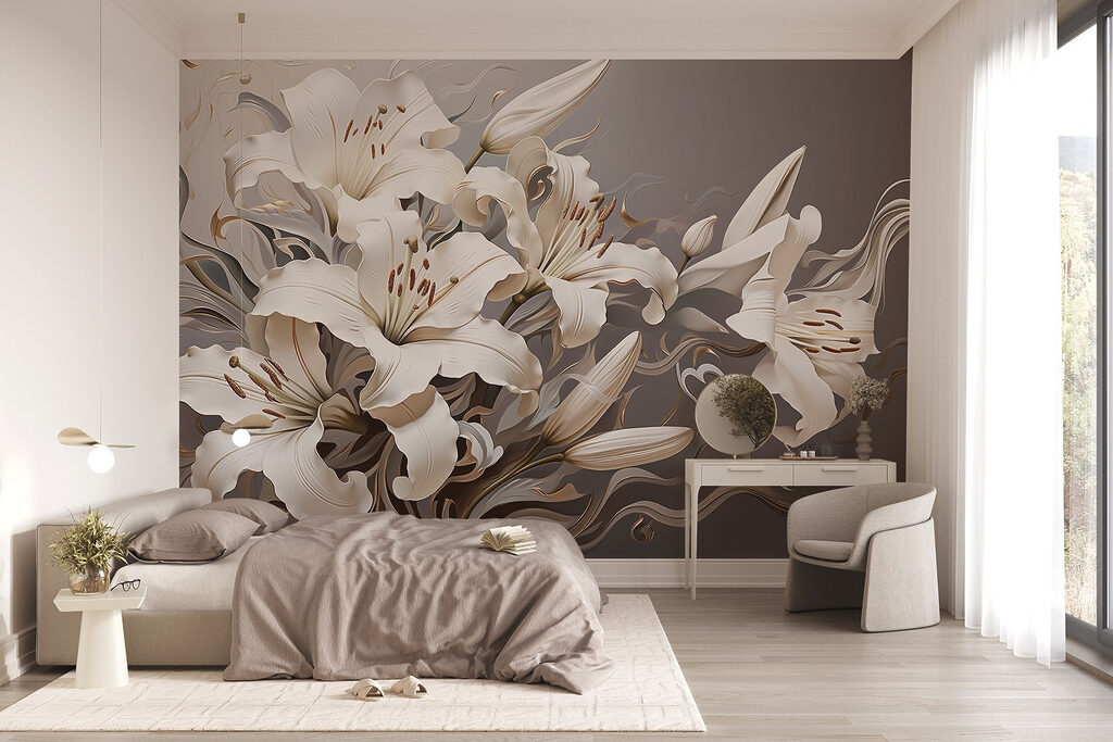 Lilien in Wellenlinien in einem Interieur