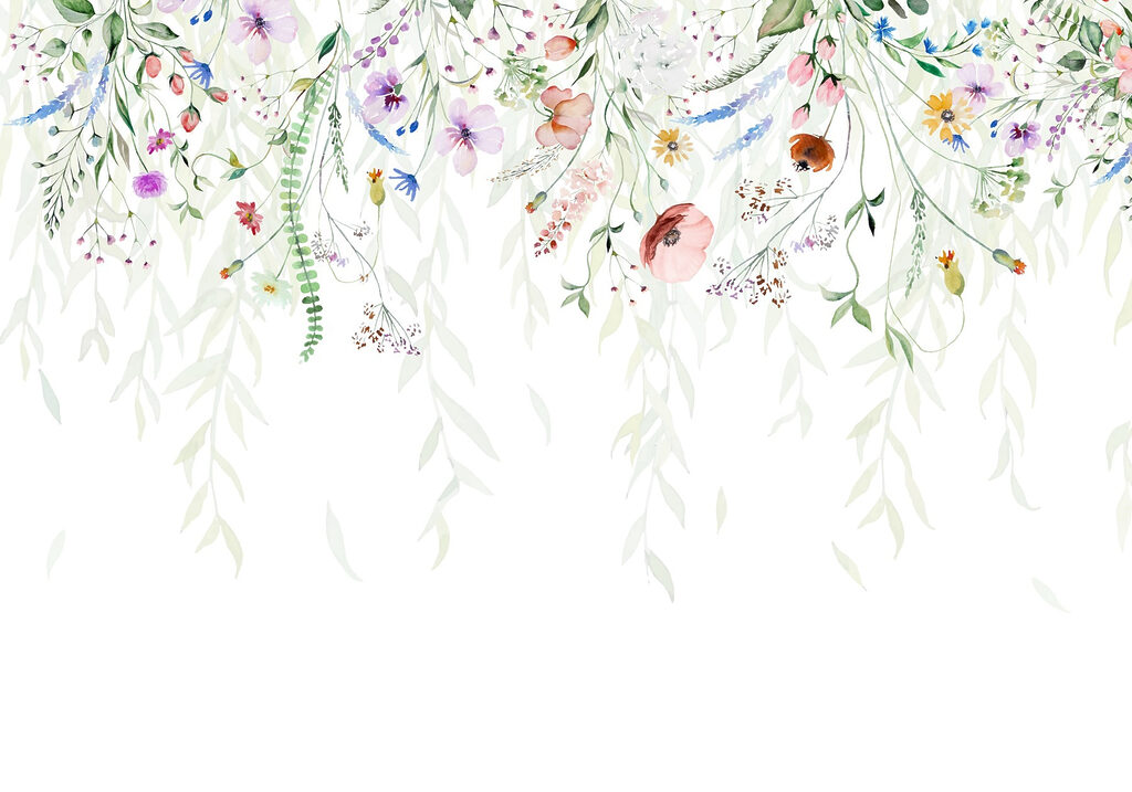 Blumenranken in Aquarell — ganzes Design