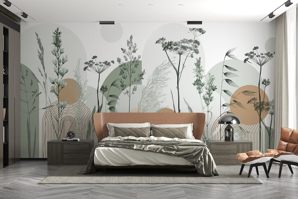 Halme und Farbflächen in einem Interieur