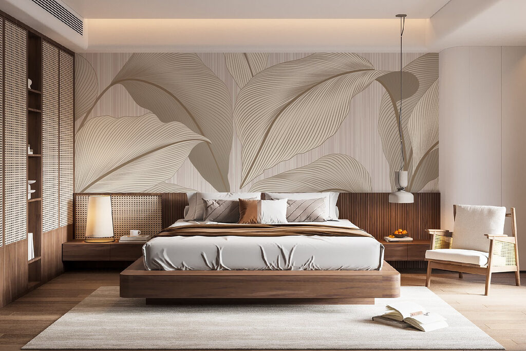 Blätter mit feinen Rillen in einem Interieur